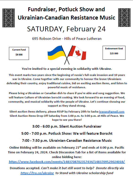 An Evening of Solidarity: Food, Music & Auction for Ukraine