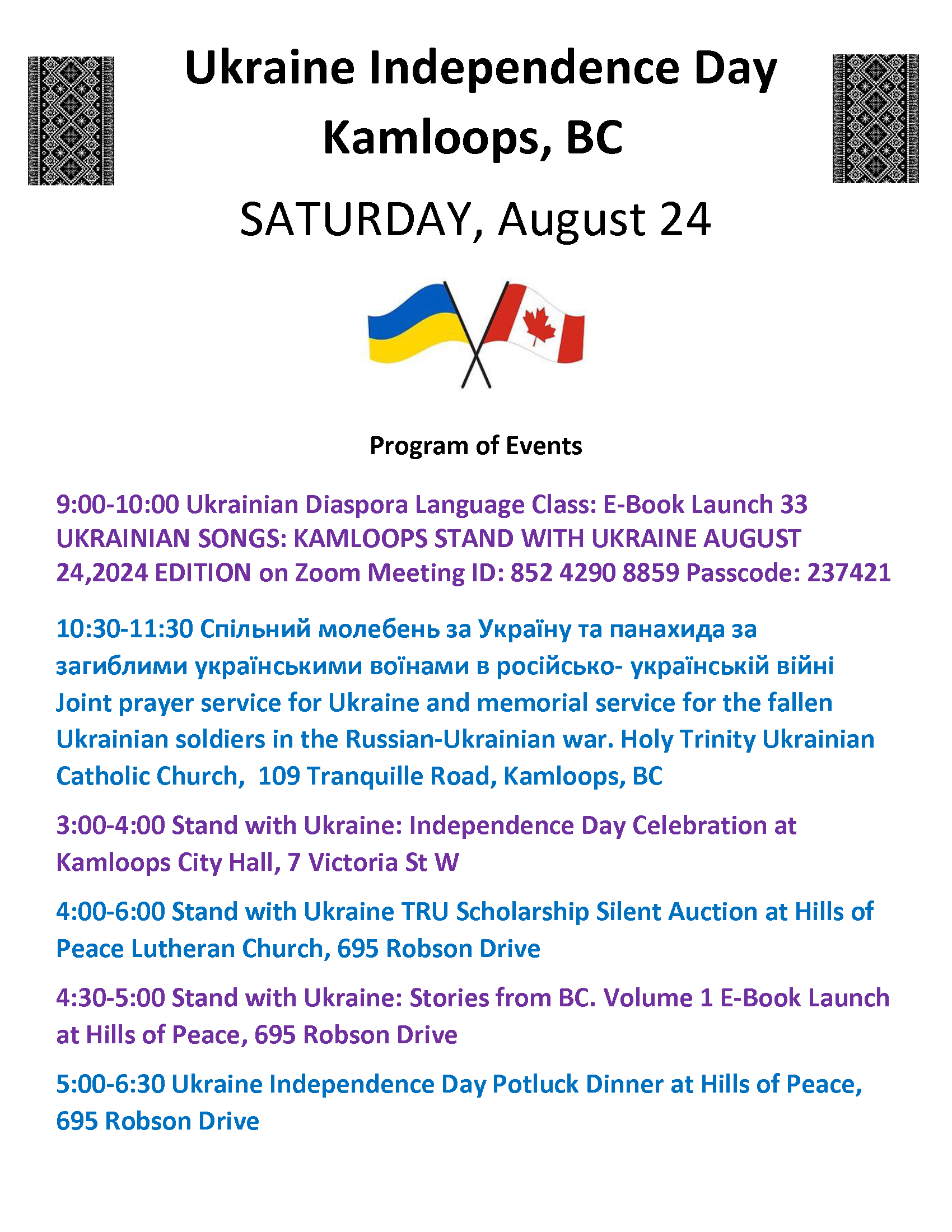Join Kamloops in Celebrating Ukraine Independence Day!