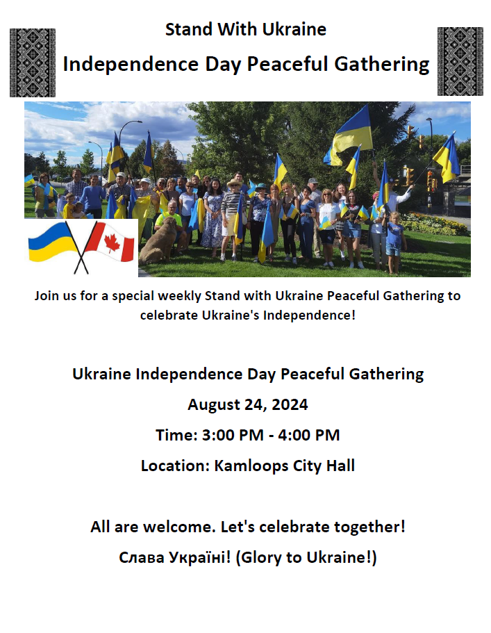 Stand with Ukraine on Independence Day: Kamloops Unites!
